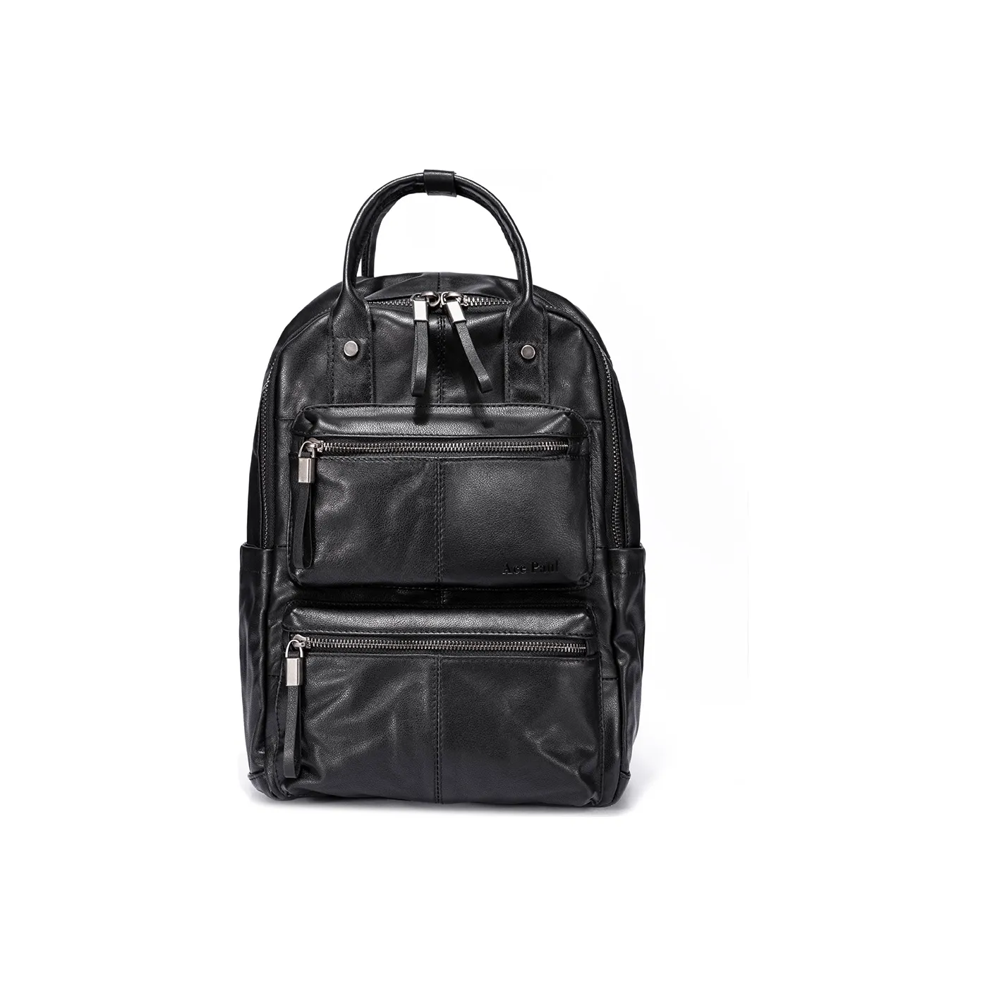 Ace Paul Top Grain Cow Leather Backpack Large Size Men's Black