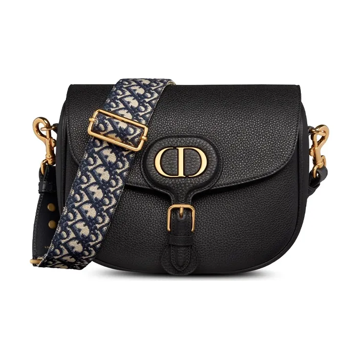 DIOR Bobby Grained Calfskin Shoulder Bag, Crossbody Bag Tubas Women's Black