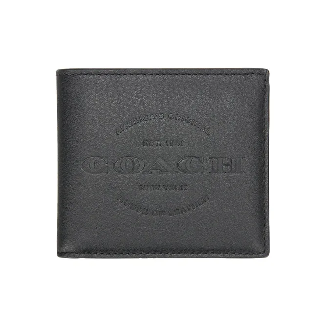 COACH Billfold Wallet Cow Leather Wallet Men's Black