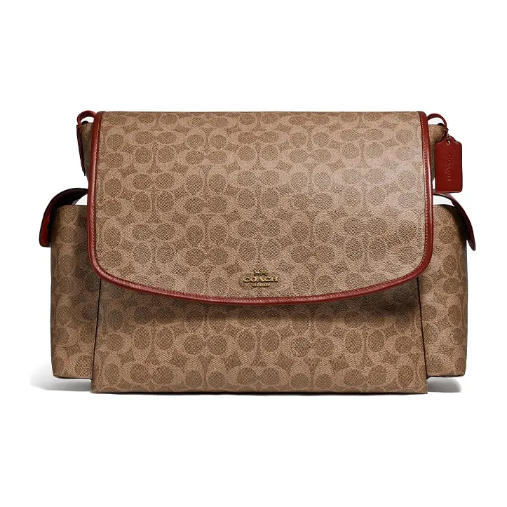 COACH Baby Coated Canvas With Calfskin Crossbody Bag Messenger Bag Shoulder Bag Women's Tan Rusty Monogram