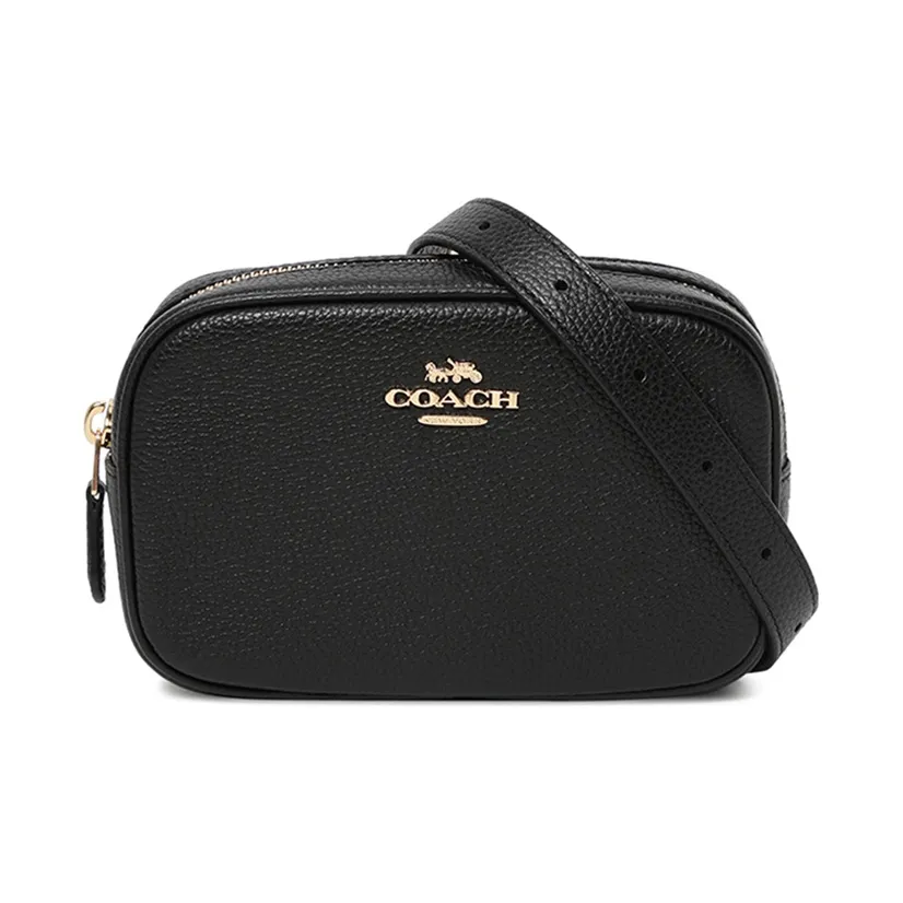 COACH Leather One Shoulder Crossbody Fanny Pack Trumpets Women's Black