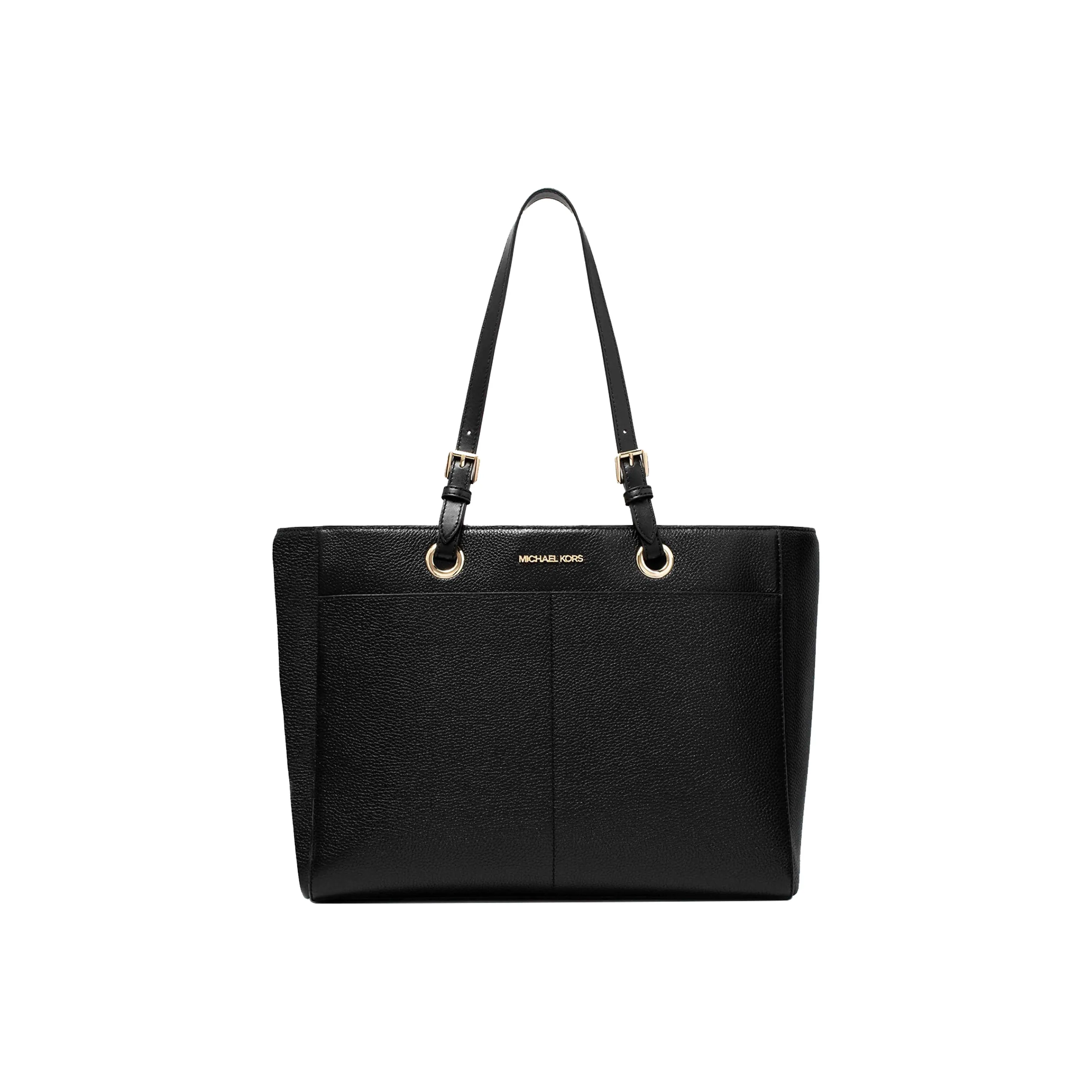 MICHAEL KORS Jet Set Travel Leather Tote Bag, Shopping Bag, Handbag Large Size Women's Black