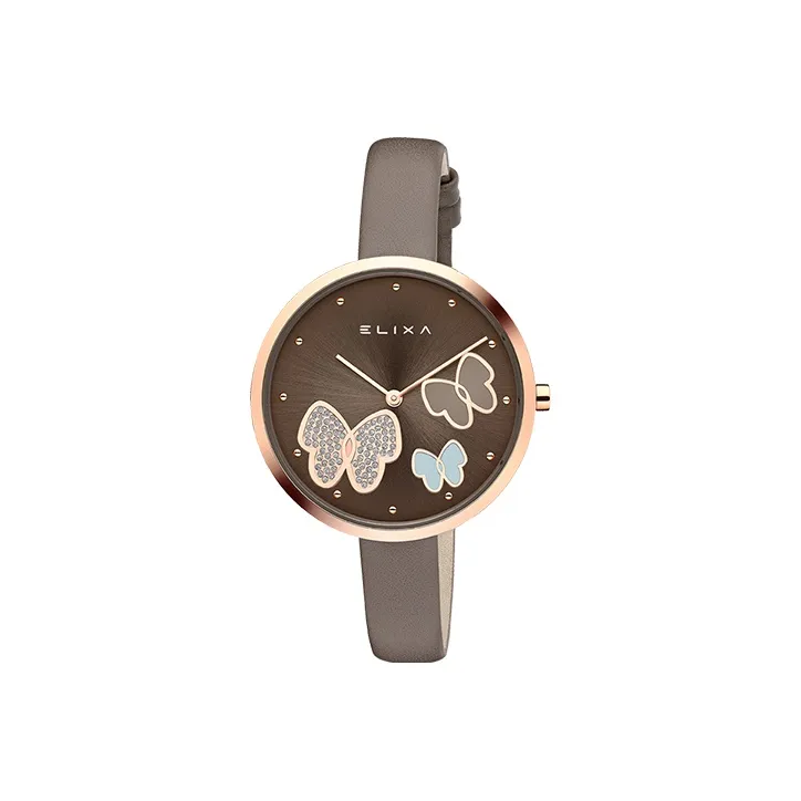 Elixa Кварцевый Movement Женские Часы 36мм*6,5мм Кофе