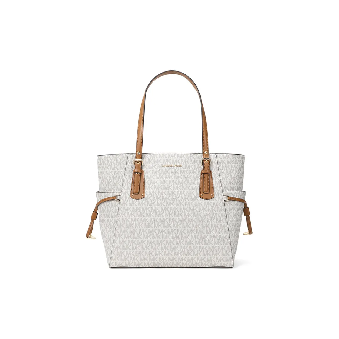 MICHAEL KORS Leather Tote Bag Shopping Bag Shoulder Bags Medium Size Women's Vanilla White
