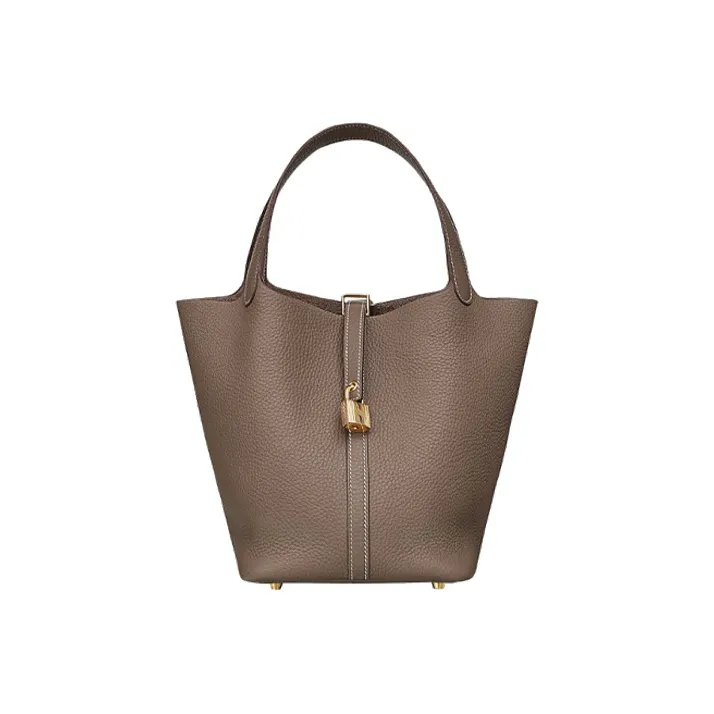 HERMES Picotin Lock Calfskin Basket Bag Handbag Bucket Bag Women's 18 Etoupe Elephant Gray