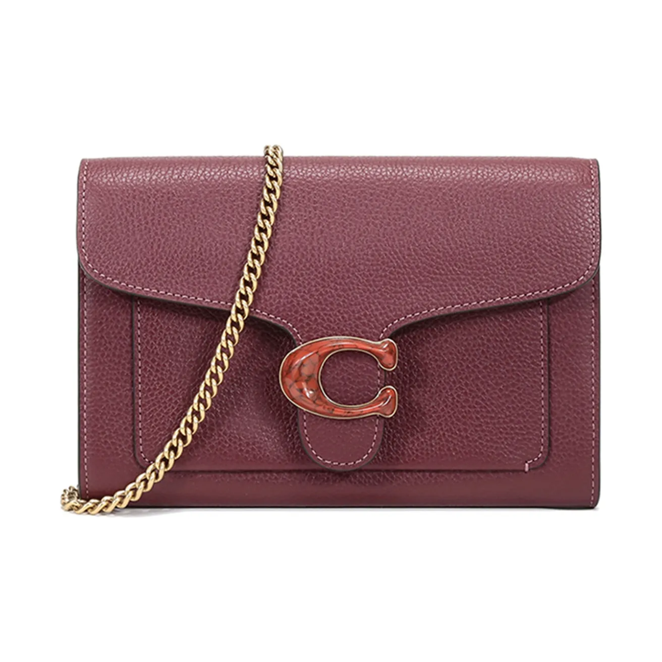 COACH Pebbled Leather Shoulder Bag Crossbody Bag Women's Burgundy