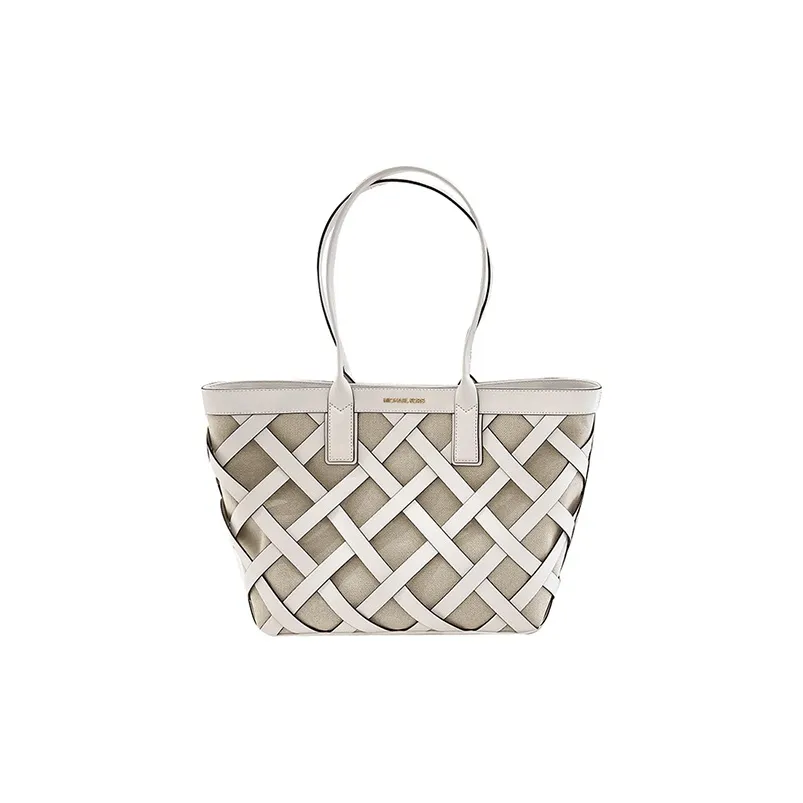 MICHAEL KORS Sienna Leather Tote Bag, Shopping Bag, Handbag Women's Optical Fibers White