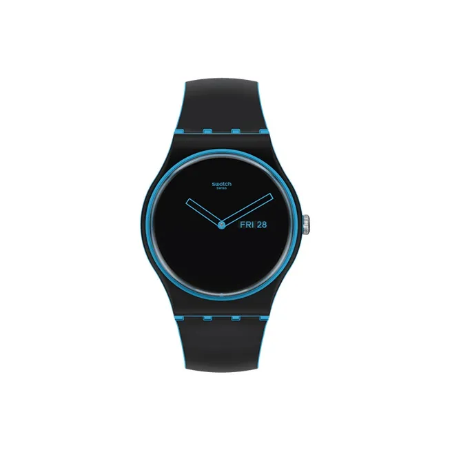 SWATCH Monthly Drops Series Кварцевый механизм Унисекс Часы 41 мм Черный циферблат Биоматериал Корпус Часы Силиконовый ремешок