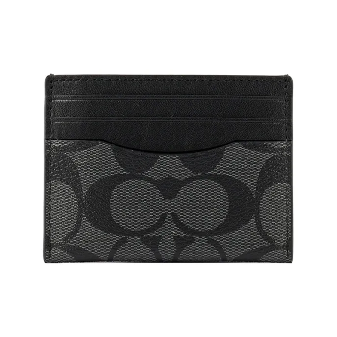 COACH Card Case Coated Canvas Card Holder Men's Gray Black