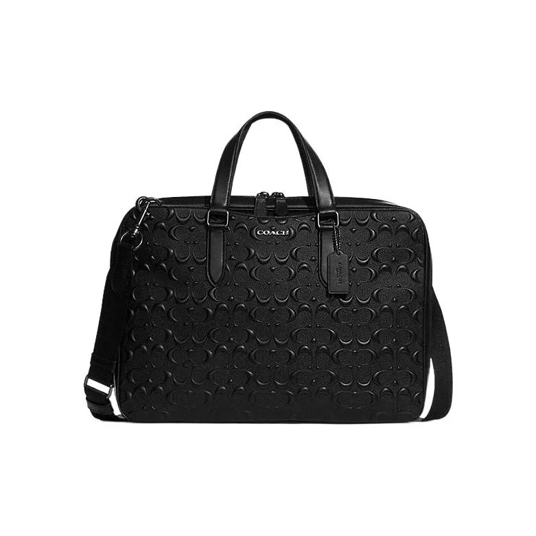 COACH Graham Calfskin Briefcase Shoulder Bag Large Size Men's Black