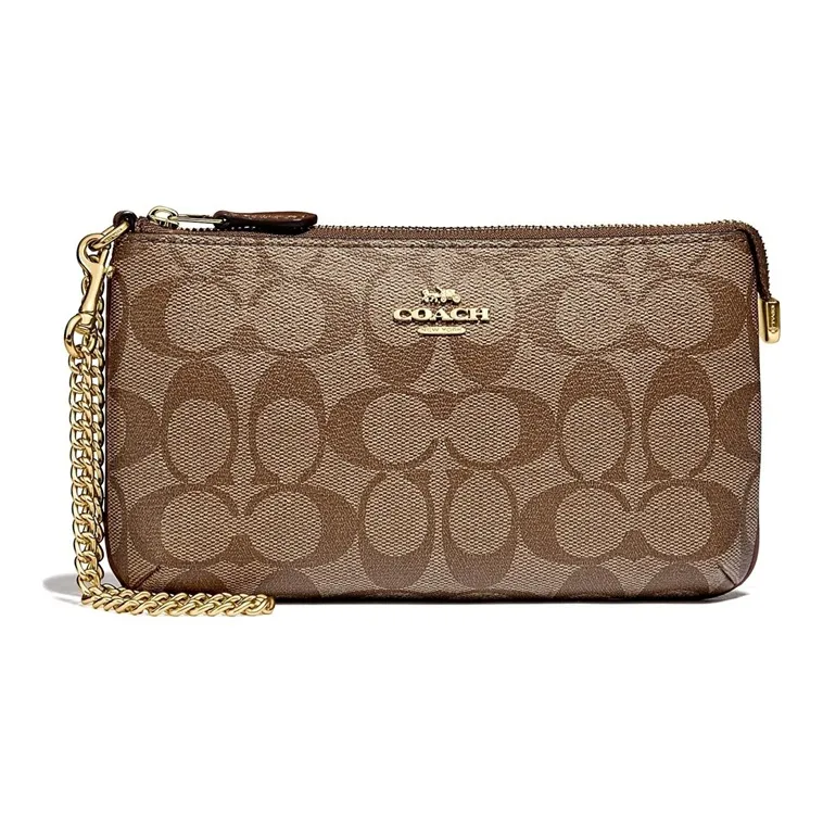 COACH Wristlet Canvas With Leather Mahjong Bag Shoulder Bag Crossbody Bag Handbag Small Size Women's Brown Monogram