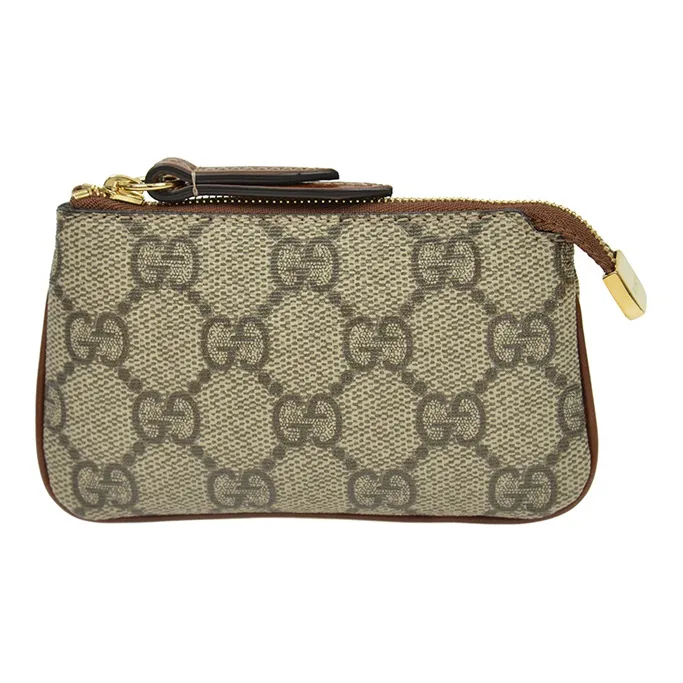 GUCCI Canvas Пэчворк PVC Key Pouch Кошелек для монет Стандартный Унисекс Эбеновое дерево Коричневый