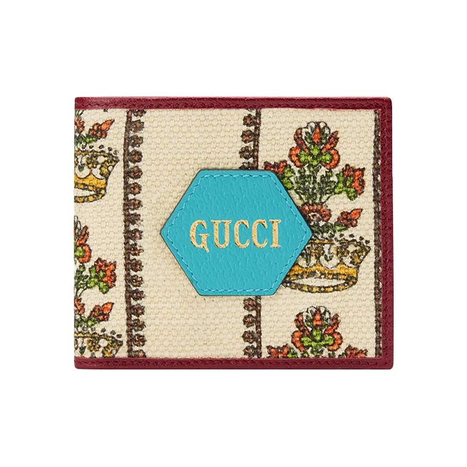 GUCCI Leather Wallet Men's Ivory White/Red