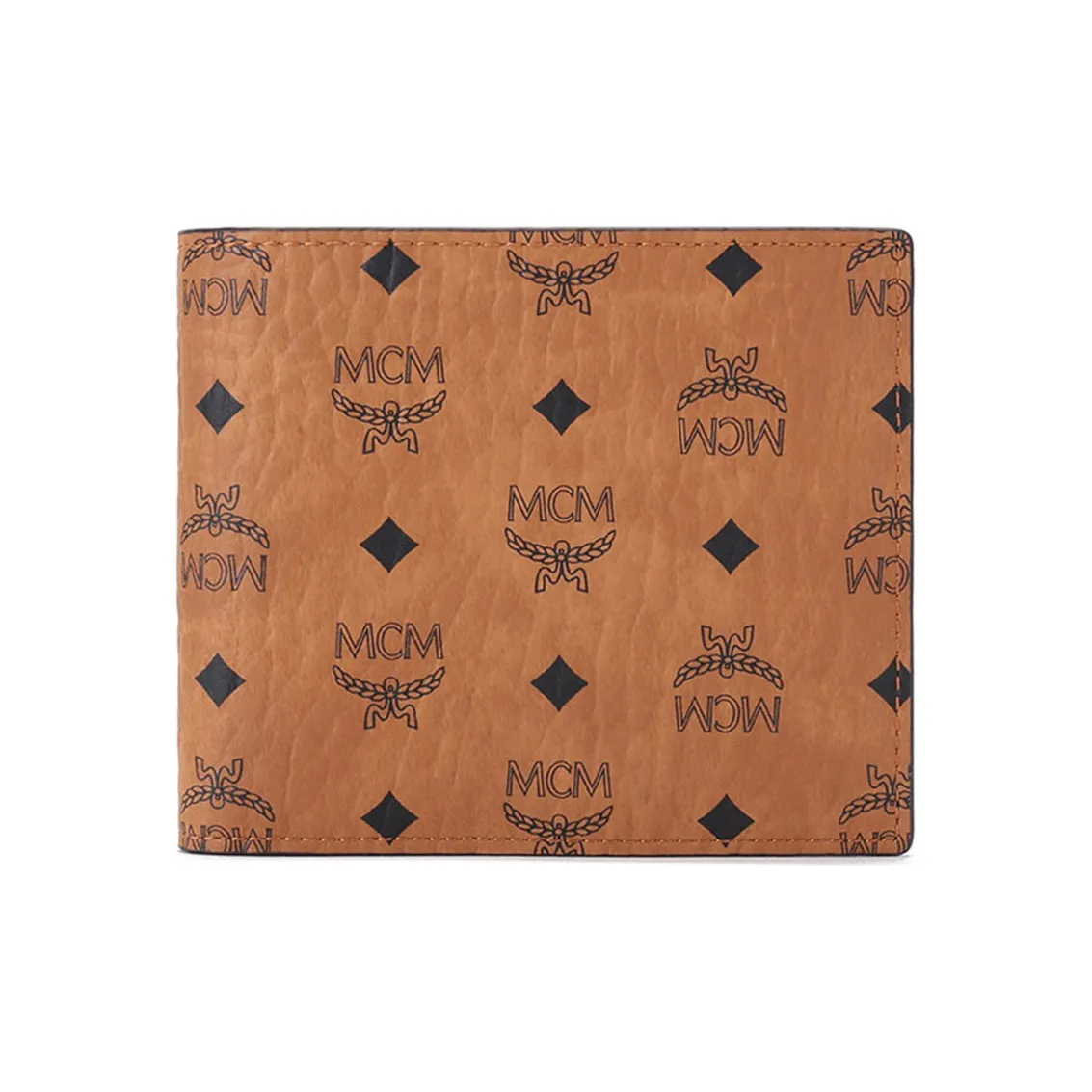 MCM Visetos Canvas Cropped Wallet Men's Brown Cognac