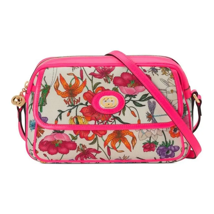 GUCCI Canvas With Leather Crossbody Bag, Shoulder Bag Women's Multicolor