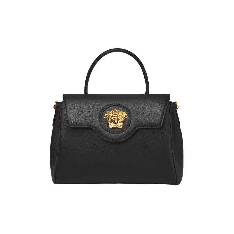 FANSIZHE La Medusa Cow Leather Crossbody Bag, Handbag Medium Size Women's Black