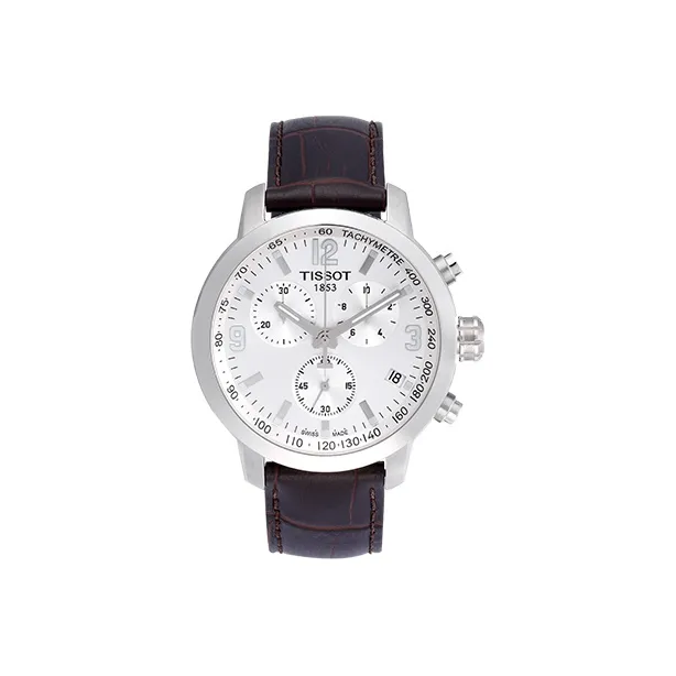 Tissot Junchi 200 Series Кварцевый механизм Мужские часы 42 мм Серебристый циферблат Корпус из нержавеющей стали Кожаный ремешок