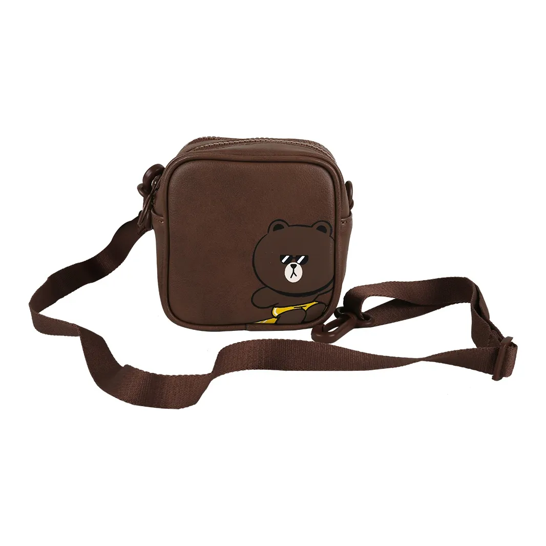 LiNing LINE FRIENDS Summer Collaboration Artificial Leather Crossbody Bag Regular Unisex Brown