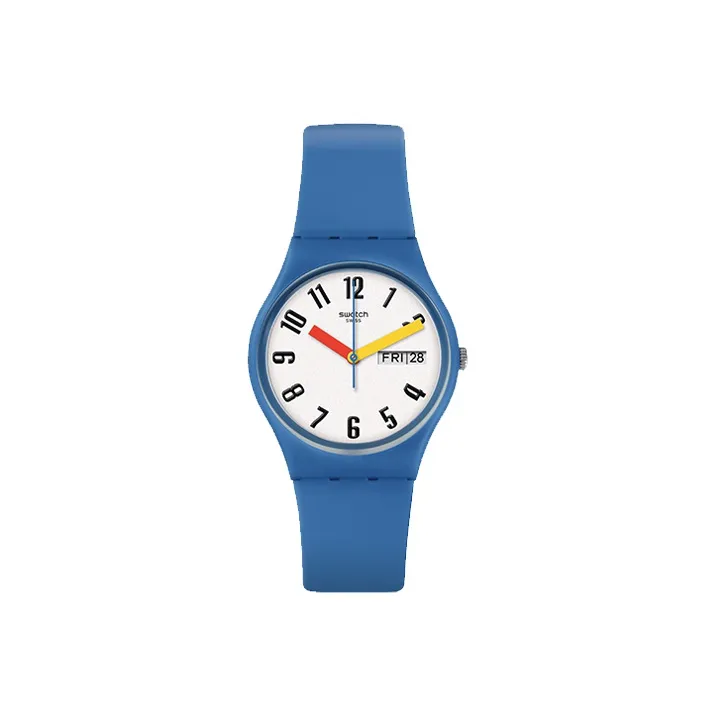 Коллекция SWATCH ORIGINALS Кварцевый механизм Унисекс Часы 39,2 мм Белый циферблат Пластиковый корпус Часы Силиконовый ремешок
