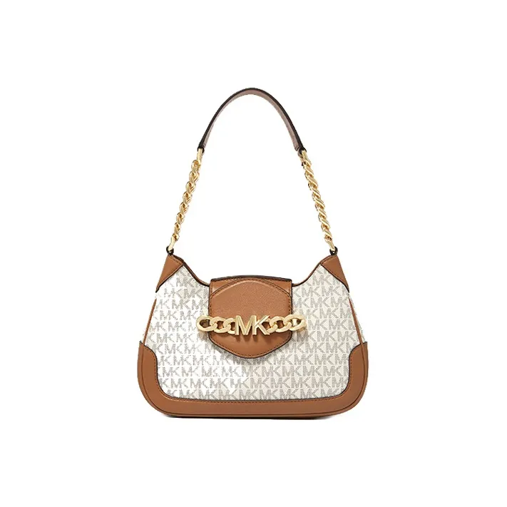 MICHAEL KORS Artificial Leather Shoulder Bag Women's Vanilla White & Acorn Brown