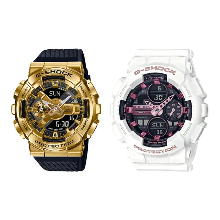 CASIO Парные часы Коллекция GM GMA Кварцевый механизм Смольный ремешок Часы Унисекс Черный циферблат