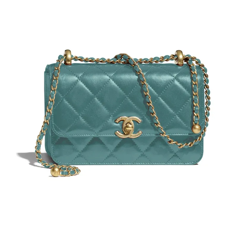 CHANEL 19Bag Calfskin & Metal Coin Purse, Flap Bag, Crossbody Bag, Shoulder Bag Mini Women's Green