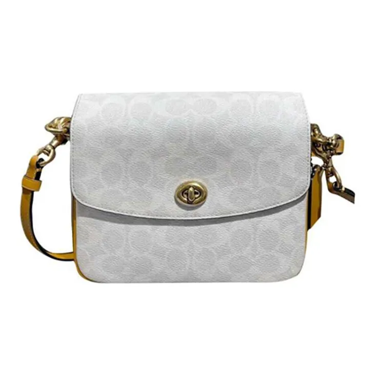 COACH Cassie Cow Leather Messenger Bag Handbag Shoulder Bag Crossbody Bag Small Size Women's White Print