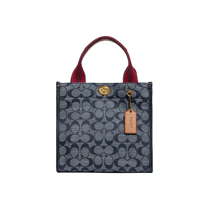 COACH Eco Friendly Material Canvas With Leather Canvas Bag, Tote Bag, Shopping Bag, Handbag Trumpets Women's Denim Blue