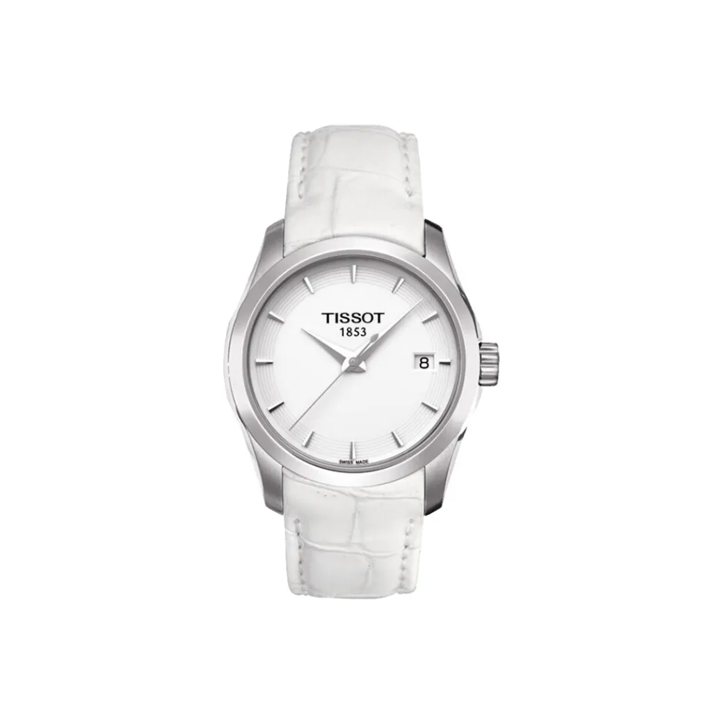 TISSOT Kutu Collection Кварцевый механизм Женские часы 32 мм Белый циферблат Корпус из нержавеющей стали Кожаный ремешок