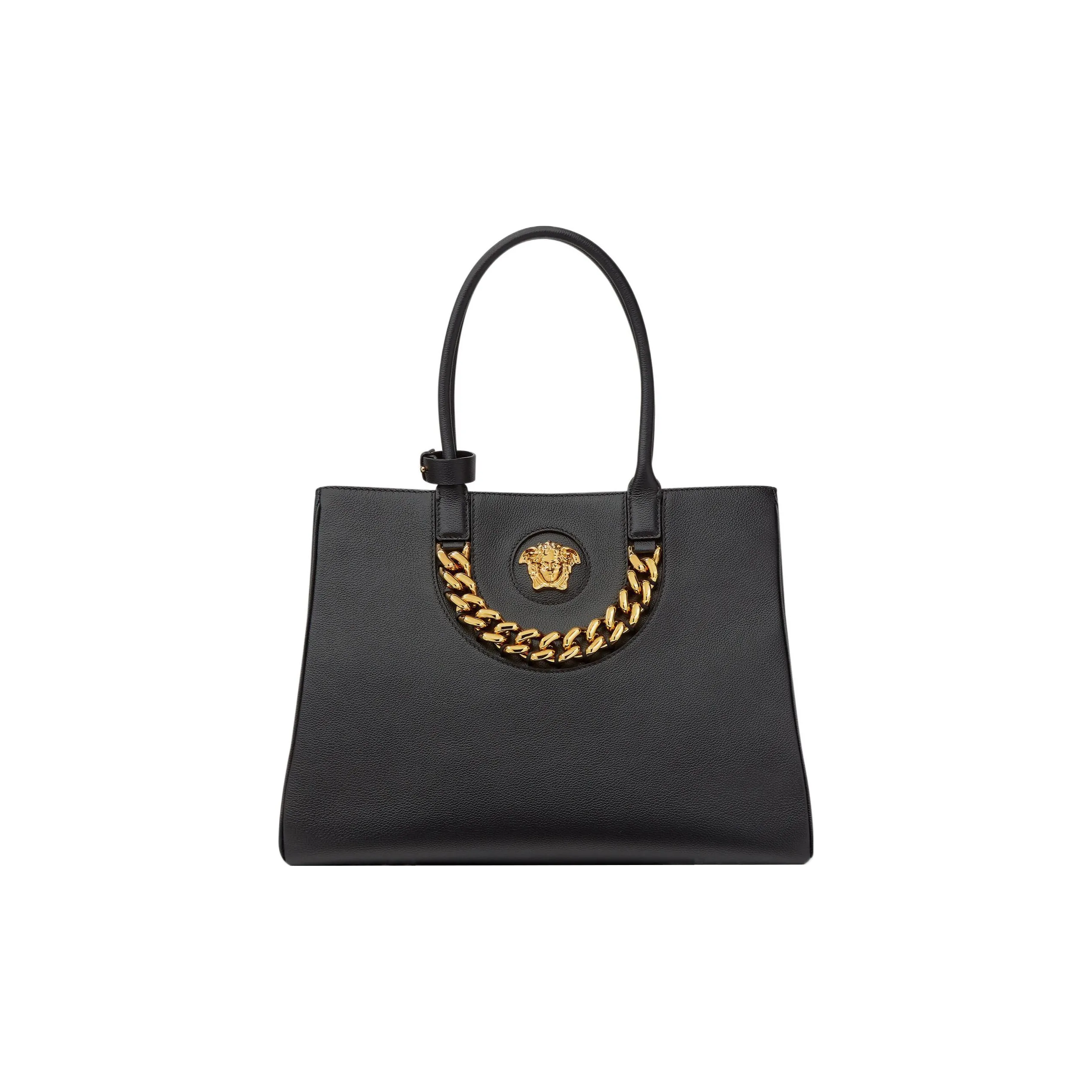 VERSACE La Medusa Cow Leather Tote Bag, Shopping Bag, Crossbody Bag, Handbag Tubas Women's Black