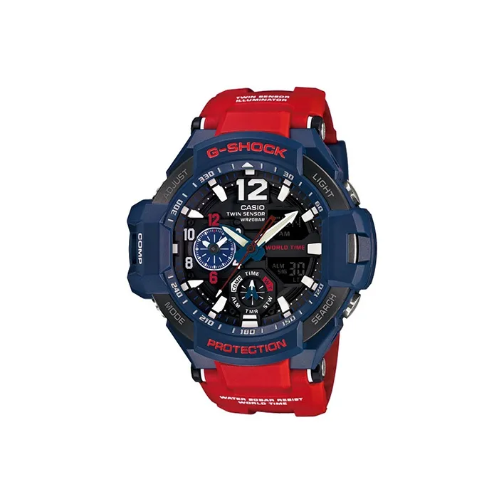 CASIO Мастер OF г AIR Series Кварцевый механизм Смольный ремешок Часы Мужские Черный циферблат GA 1100 2A