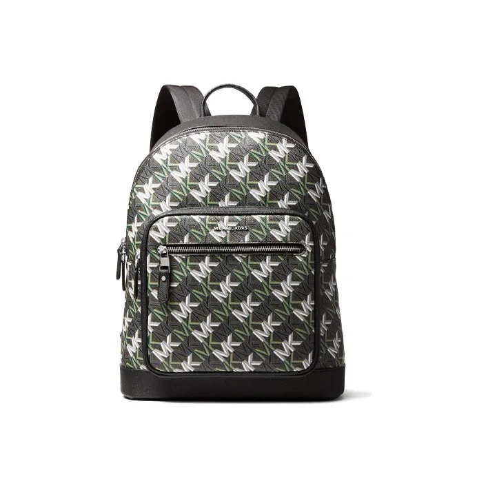 MICHAEL KORS Hudson Artificial Leather Laminated Fabric Backpack Large Size Men's Black & Green