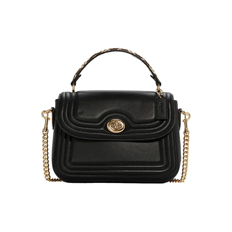 COACH Marlie Leather Satchel Bag Shoulder Bag Crossbody Bag Handbag Medium Size Women's Black