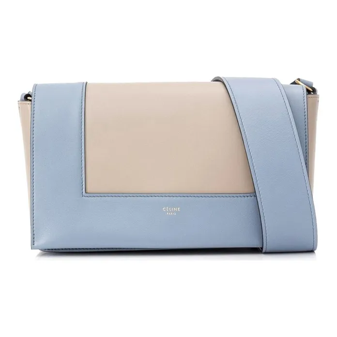 CELINE Frame Cow Leather Tofu Bag Shoulder Bag Crossbody Bag Medium Size Women's Haze Blue