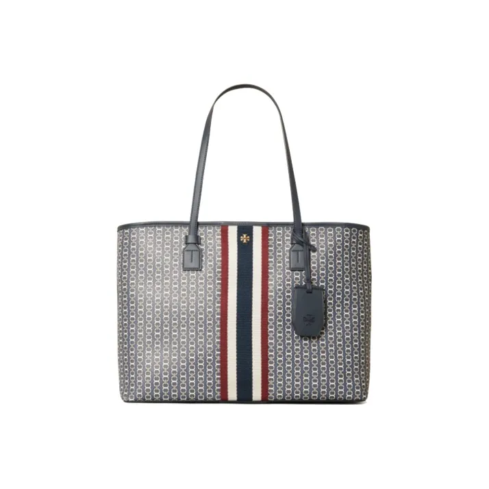 TORY BURCH Gemini Link Coated Canvas One Shoulder Handbags Large Size Women's Red White Blue Multicolor