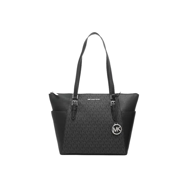 MICHAEL KORS Charlotte Canvas Polyurethane Tote Bag, Shopping Bag, Shoulder Bag, Handbag Regular Women's Black