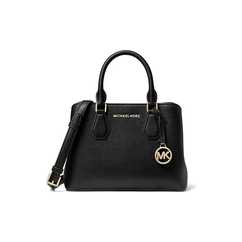 MICHAEL KORS Camille Litchi Grain Cow Leather Shoulder Bag, Crossbody Bag, Handbag Small Size Women's Black