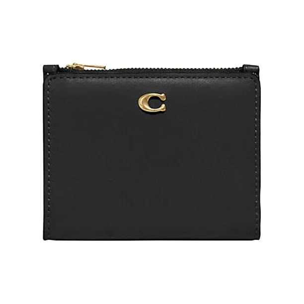 COACH Cow Leather Coin Purse Card Holder, Wallet Mini Women's Black
