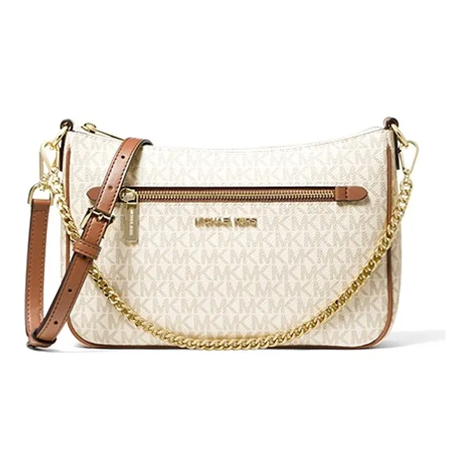 MICHAEL KORS Холст Сумка через плечо Маленькая сумка Сумка через плечо Женская Ванильный Белый и Коричневый Желудь