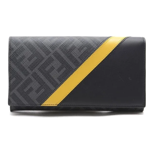 FENDI Leather Wallet Men
s Gray Black