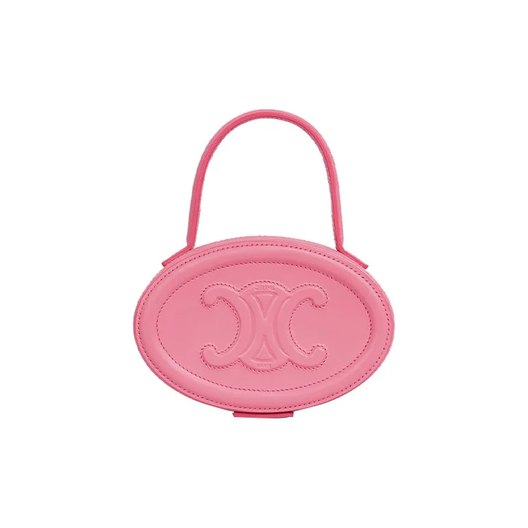 CELINE Cuir Triomphe Cow Leather Round Bag Handbag Women's Pink