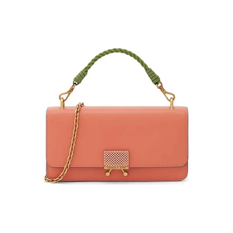 CHARLES&KEITH Microfiber Synthetic Leather Crossbody Bags Wallets Regular Women's Orange Orange/Dark Oak/Sand Sand