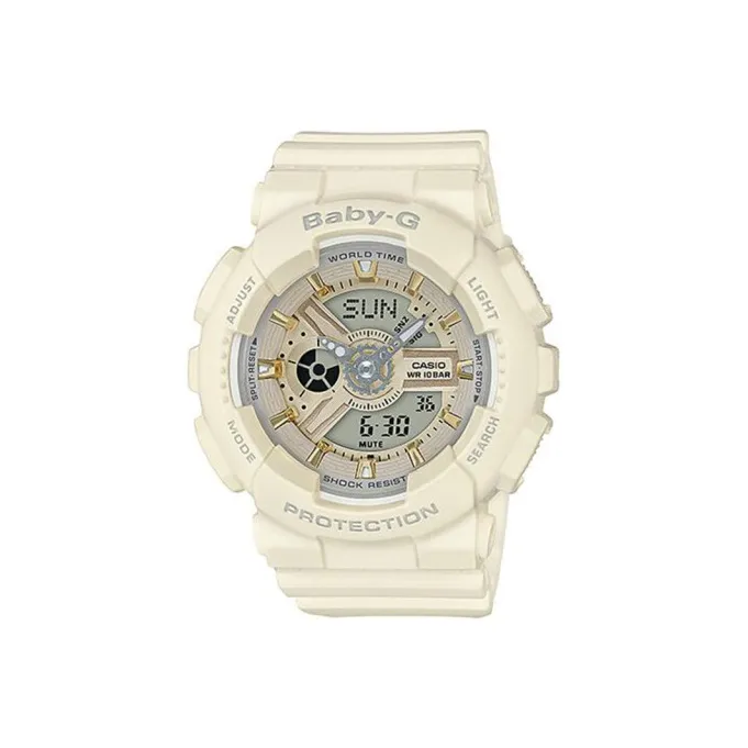 CASIO Baby G Кварцевый механизм Смольный ремешок Часы Женские Белый циферблат