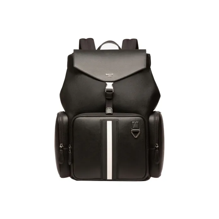 BALLY Cow Leather Backpack Medium Size Men's Black