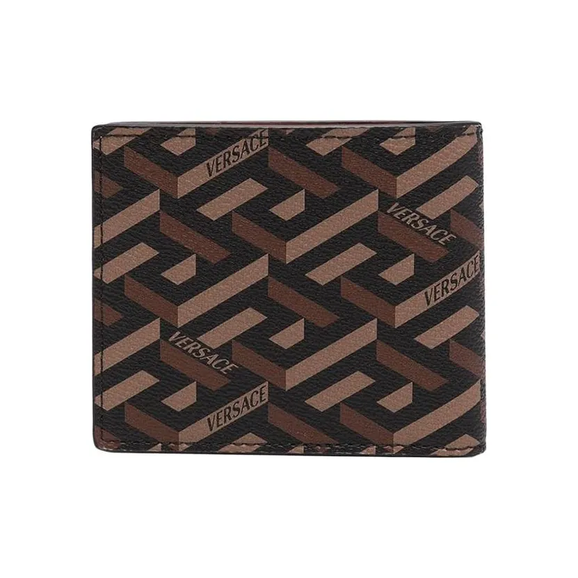 FANSIZHE VERSACE Leather Leather Clip Card Holder Wallet Men's Umber
