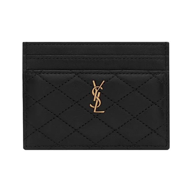 SAINT LAURENT GABY Quilting Sheepskin Card Holder Women's Black