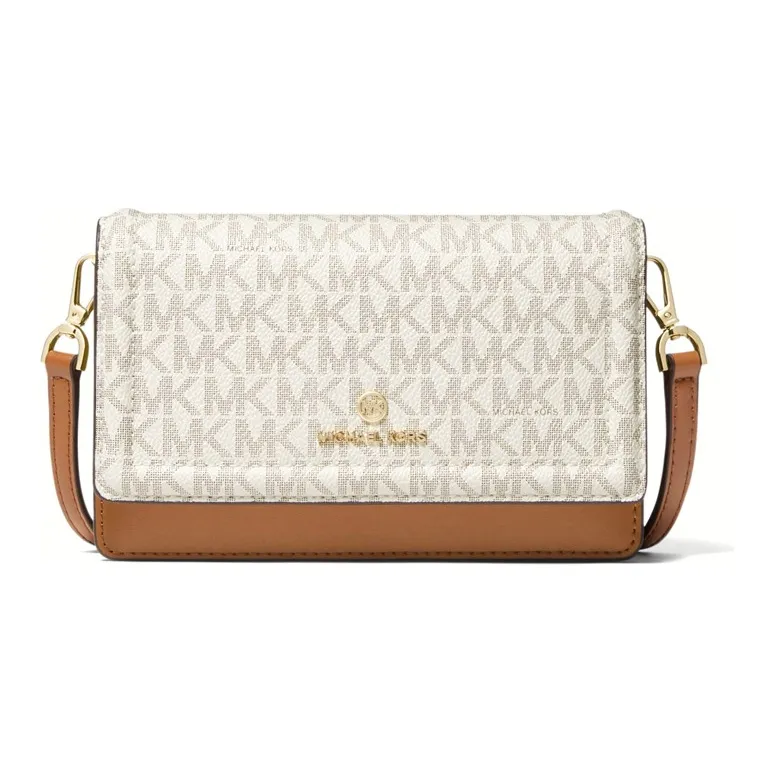 MICHAEL KORS Jet Set Charm Холщовая кожа Сумка через плечо Маленькая Женская Ванильный Белый и Коричневый Желудь