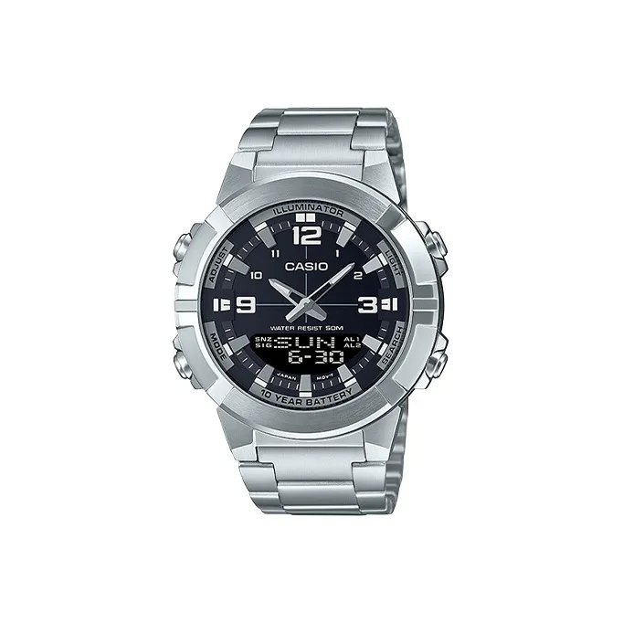 CASIO YOUTH Collection Аналоговый Цифровой дисплей Кварцевый механизм Нержавеющая сталь Ремешок Часы Мужские Черный циферблат