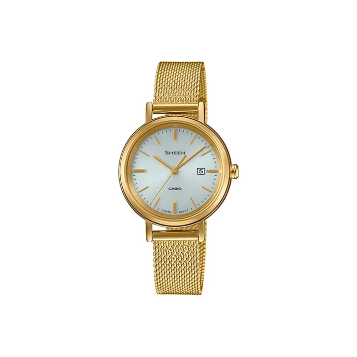 CASIO SHEEN Collection Кварцевый механизм ремешок из нержавеющей стали женские часы серебристый циферблат