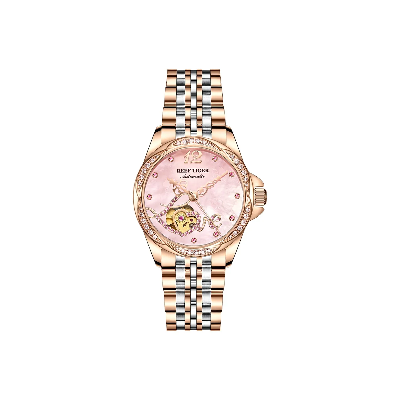 REEF TIGER Механический Movement Женские часы 34мм*16мм*12мм Белый